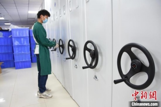 圖為鄭州大學(xué)人骨考古實(shí)驗(yàn)室內(nèi)的骨骼標(biāo)本庫。王宇 攝