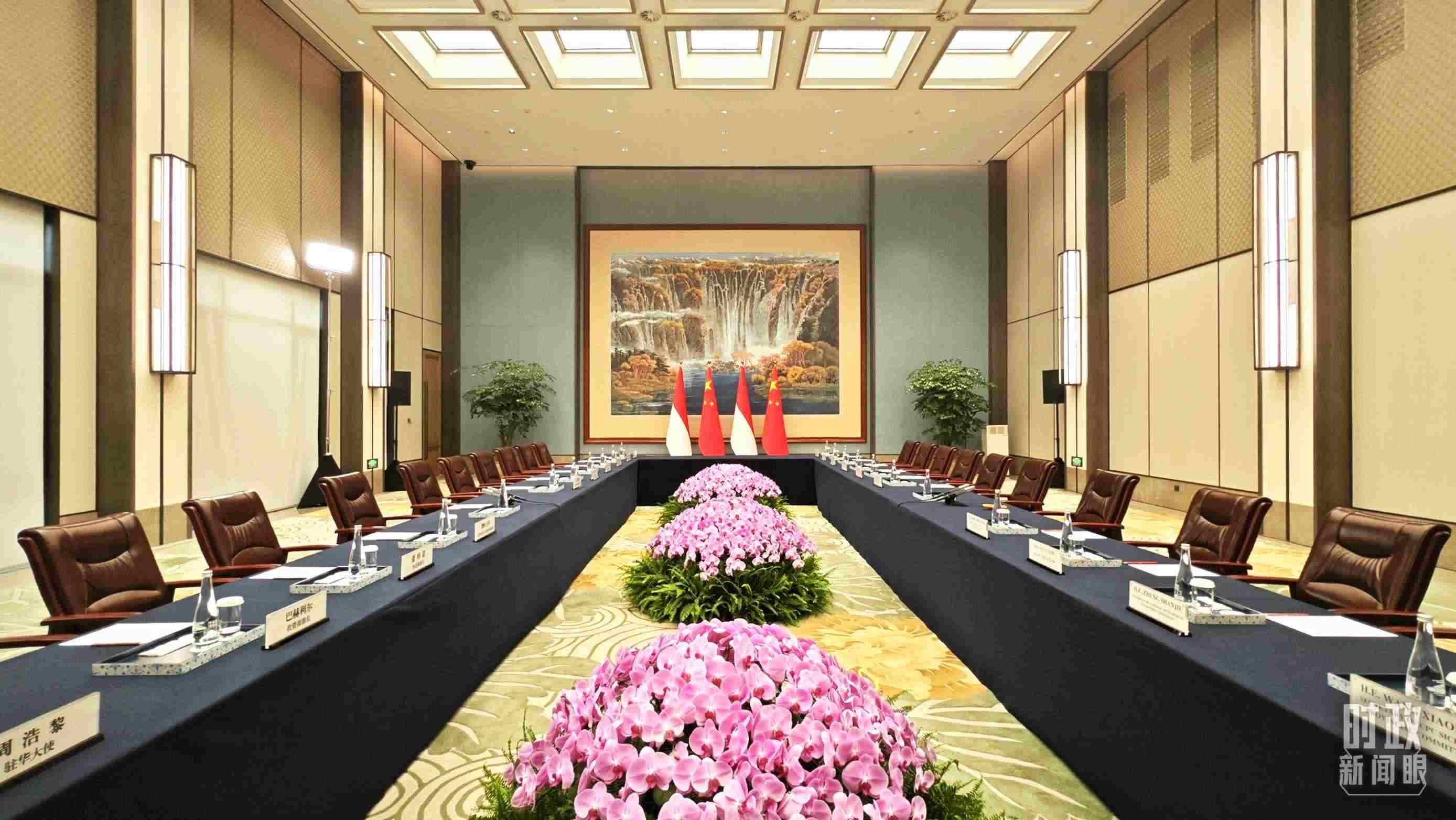 中印尼兩國元首在這里舉行會(huì)見。這是會(huì)見開始前的場景。（總臺(tái)央視記者許永松拍攝）