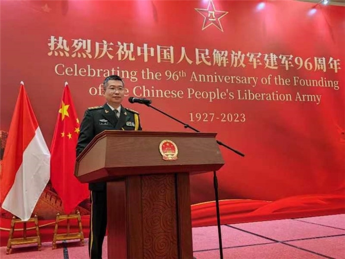 圖為徐勝武官致辭。中國駐印度尼西亞使館供圖