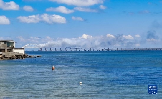 這是8月12日拍攝的克里米亞大橋。新華社/塔斯社