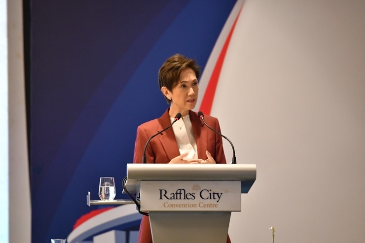 新加坡通訊及新聞部長(zhǎng)兼內(nèi)政部第二部長(zhǎng)楊莉明。新加坡南洋理工大學(xué)供圖