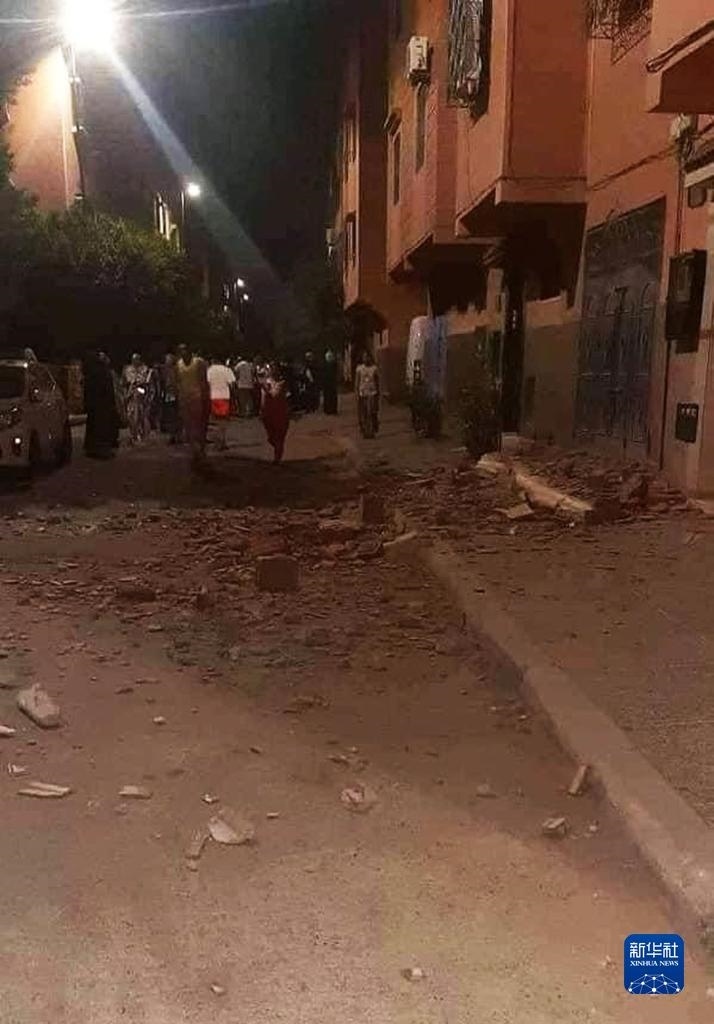 這是9月9日在摩洛哥南部城市馬拉喀什拍攝的震后景象。新華社發(fā)