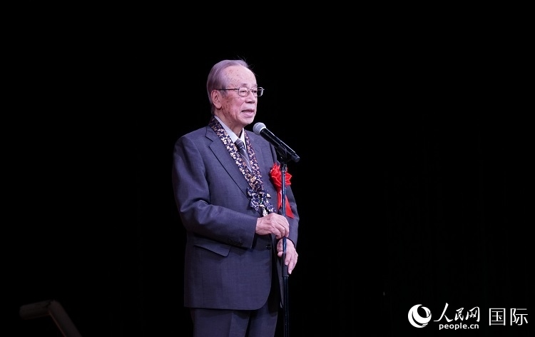 日本前首相福田康夫發(fā)表致辭。人民網(wǎng) 蔣曉辰攝