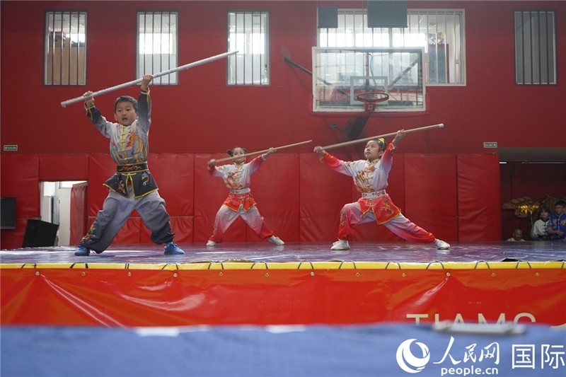 圖為開幕式現(xiàn)場(chǎng)兒童武術(shù)表演。人民網(wǎng)記者 許放攝