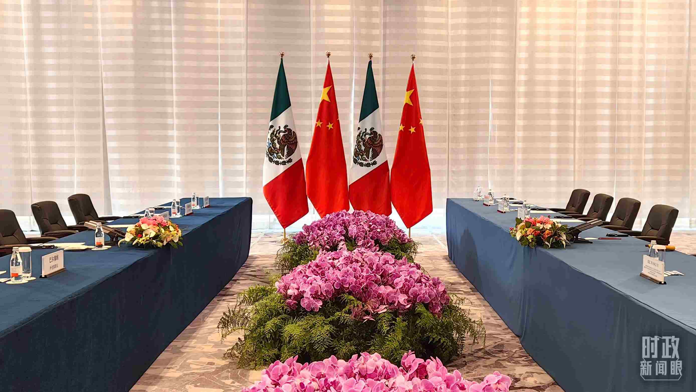 △中墨兩國(guó)會(huì)談開(kāi)始前的現(xiàn)場(chǎng)。（總臺(tái)央視記者楊波拍攝）