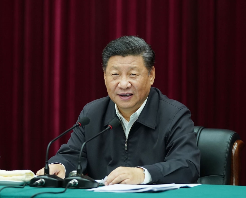 2019年9月18日上午，中共中央總書記、國家主席、中央軍委主席習近平在鄭州主持召開黃河流域生態(tài)保護和高質量發(fā)展座談會并發(fā)表重要講話。新華社記者 謝環(huán)馳 攝