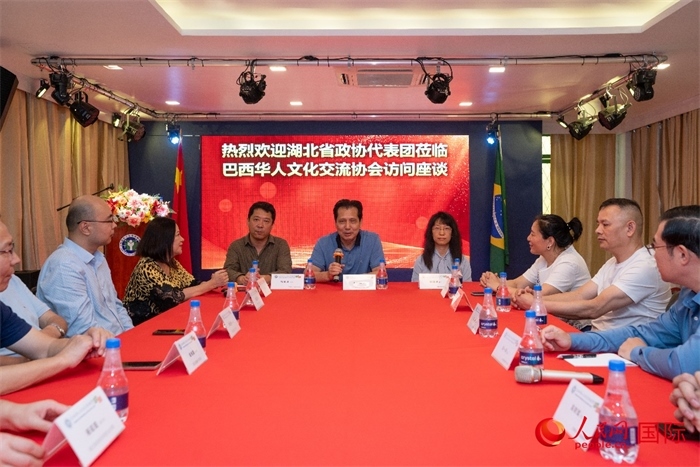 湖北省政協(xié)經(jīng)濟委員會主任王兆民（中）在座談會上致辭。 人民網(wǎng)記者 陳海琪攝