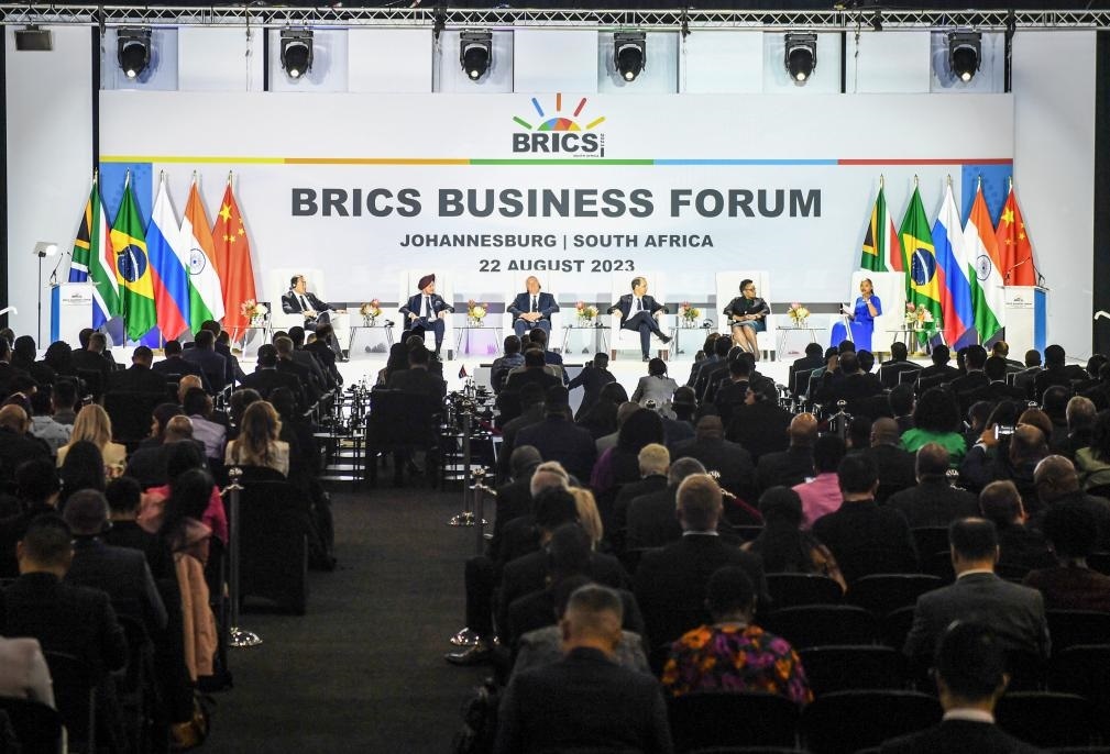 這是8月22日在南非約翰內(nèi)斯堡拍攝的金磚國(guó)家工商論壇現(xiàn)場(chǎng)。新華社記者李亞輝攝