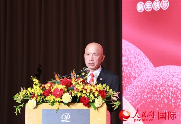 全華聯(lián)理事長(zhǎng)賀乃和致辭。人民網(wǎng) 許可攝