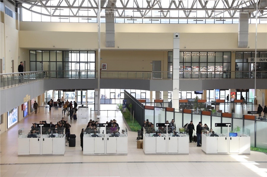 3月24日，扎門烏德口岸通關現(xiàn)場。駐蒙古使館供圖