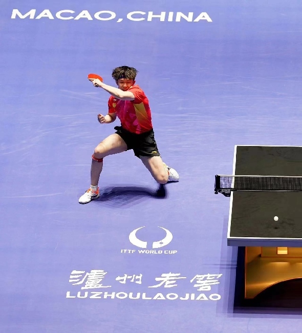 王楚欽在比賽中。賽事方供圖