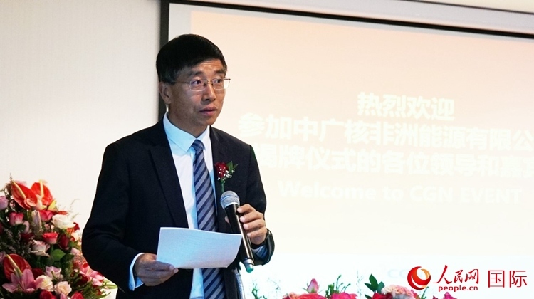 國(guó)家電網(wǎng)公司非洲辦事處主任汪文安致辭。人民網(wǎng) 劉暢攝