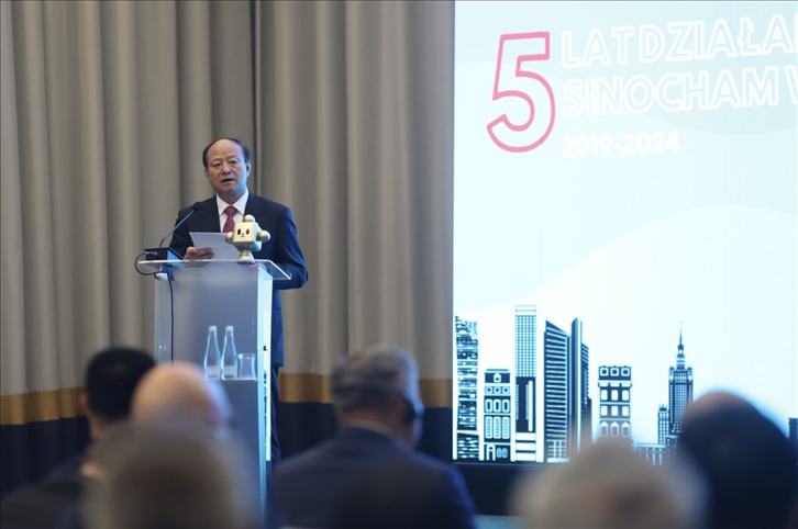 中國貿(mào)促會(huì)副會(huì)長陳建安致辭。中國貿(mào)促會(huì)駐波蘭代表處供圖