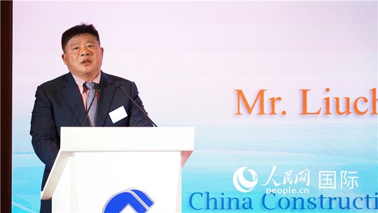 中國(guó)建設(shè)銀行國(guó)際部副總經(jīng)理岳留昌發(fā)言。 人民網(wǎng) 張茜 攝