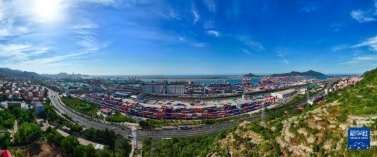 這是6月26日拍攝的中哈連云港物流合作基地（無人機照片）。新華社記者 季春鵬 攝