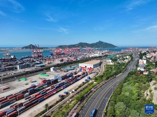 這是6月26日拍攝的中哈連云港物流合作基地（無人機照片）。新華社記者 季春鵬 攝