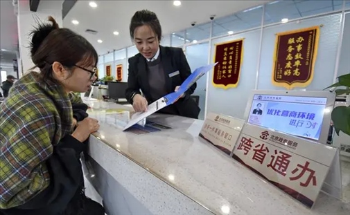 2024年3月25日，北京大興區(qū)，工作人員為群眾辦理跨省政務(wù)事宜。