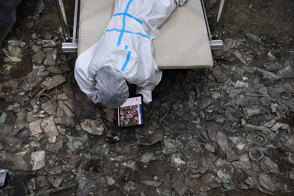 2022年6月28日，四川德陽，三星堆7號祭祀坑發(fā)掘現(xiàn)場。