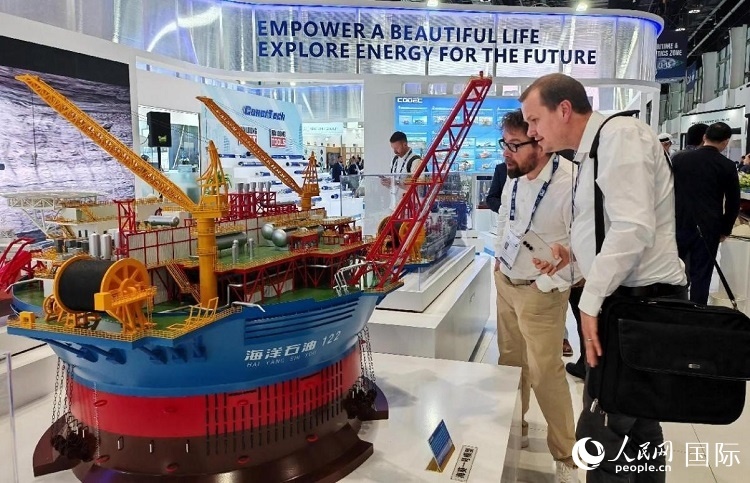 觀眾在中企展臺參觀。人民網(wǎng)記者管克江攝