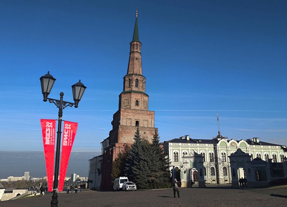 這是2024年10月20日拍攝的俄羅斯喀山克里姆林宮一景。新華社記者 丁海濤 攝