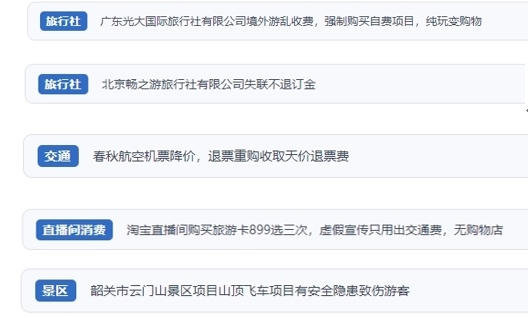 網(wǎng)友在“人民投訴”平臺反映涉旅游消費相關(guān)糾紛。（“人民投訴”用戶投訴截圖）