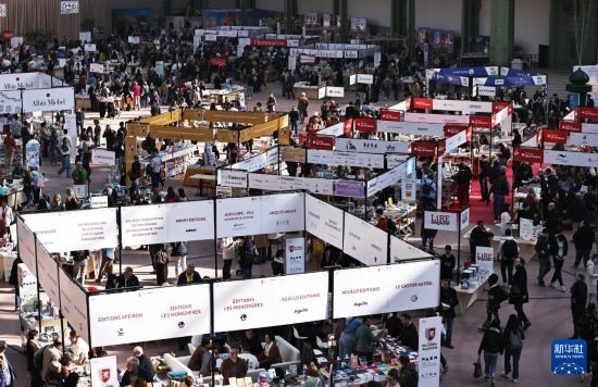 4月11日，人們?cè)诜▏屠璐蠡蕦m參加2025巴黎書展。新華社記者 高靜 攝